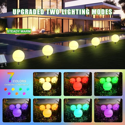 Solar Lights Outdoor Waterproof Decorations, 5 Pack Solar Globe Lights for Outside Color Changing Solar Garden Landscape Lights for Yard Patio Pathway Walkway Wedding Party Decor