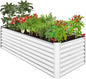 Best Choice Products 8x4x2ft Outdoor Metal Raised Garden Bed, Deep Root Planter Box for Vegetables, Herbs & Flowers, 478-Gallon Capacity, 100% Non Toxic Materials - White