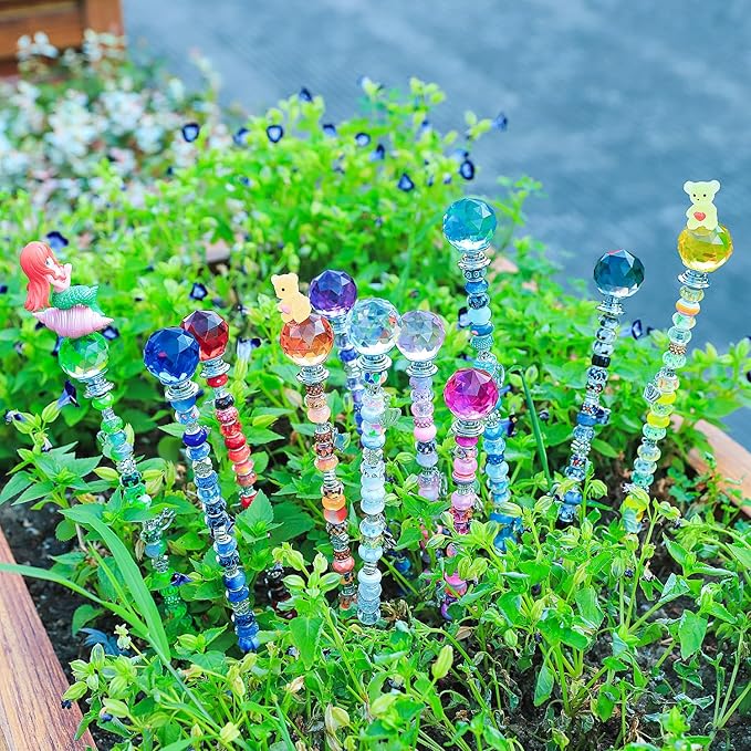 Decorative Garden Stakes Kit with 238 Pieces and Lighted Globe Fairy Wands