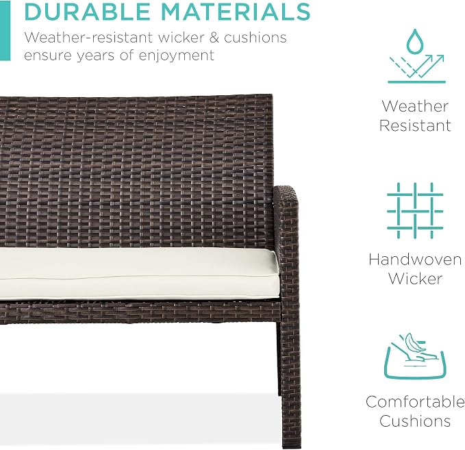 Conversation Sets: 4-Piece Wicker Patio Set with Coffee Table and Cushions