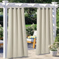 NICETOWN 2 Panels Outdoor Curtains for Patio Waterproof W52 x L108, Triple Weave Stainless Steel Silver Grommet Thermal Insulated Privacy Room Darkening for Outdoor Living, Beige