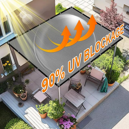 Artpuch 90% Sun Shade Cloth, 6 x 12 FT Pergola Shade Cover Canopy with Grommets, Sun Screen Fabric Tarp for Patio, Outdoor, Garden, Backyard, Light Grey