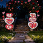 Lewondr 2 Pcs Valentine's Day Decorations Outdoor, Metal Solar Pathway Lights, Love Heart Decorative Garden Stakes Lights with 18 LED Beads, Waterproof Yard Signs for Porch Lawn Wedding Anniversary