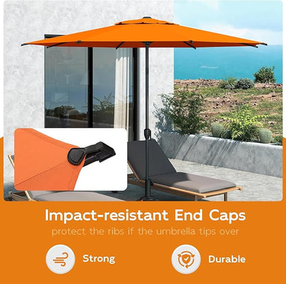 Abba Patio 9FT Lyon Outdoor Patio Umbrella Outdoor Table Umbrella with Crank Market Umbrella 8 Sturdy Ribs UV Protection Waterproof and Push Button Tilt for Garden Deck Backyard Pool,Orange