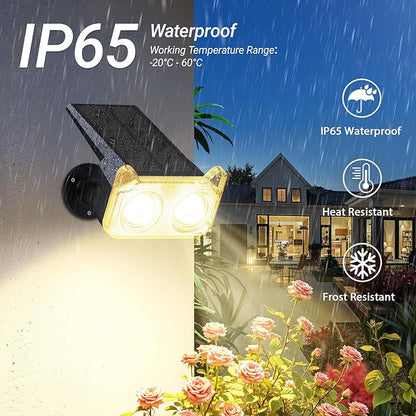 LETMY Solar Spot Lights Outdoor Waterproof with Bigger LED, Auto ON/Off 135°Adjustable Solar Lights Outdoor, 2-in-1 Wall Lights & 2 Modes Landscape Spotlights for Tree Yard Pathway Garden Decor 2Pack