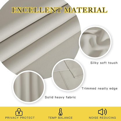 NICETOWN Room Darkening Bedroom Curtain 72 inches Long - Grommet Sound Reducing Window Treatment Privacy Thermal Curtain & Drape Light Blocking for Living Room (Natural, 1 Panel, W52 x L72)