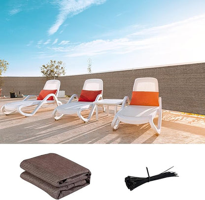 LOVE STORY Custom Size 3'x2' Brown Balcony Privacy Screen,UV Block Privacy Fence Screen,90% Shield for Outdoor Pool Garden Apartment Railing