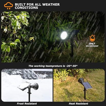 Solar Spot Lights Outdoor, 21 LEDs Brightness Solar Outdoor Lights IP67 Waterproof, 2-in-1 Adjustable Outdoor Lights Solar Powered for Yard Trees Patio Pathway Yard Flag - Cool White(6 Pack)