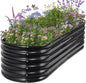 Galvanized Raised Garden Bed Outdoor- Raised Beds for Gardening| Metal Planter Box, Steel Raised Garden Bed Kit with Safety Edging and Gloves for Vegetables, Flower, Herbs (6x2x1.4FT, Gray)