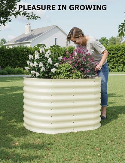 2 Pcs Raised Garden Beds Outdoor 4x2x2 ft - Galvanized Steel Planter Box for Vegetables, Flowers, Rust-Resistant Garden Box, Easy Assembly Raised Beds, Durable Planters for Outdoor Plants, Beige