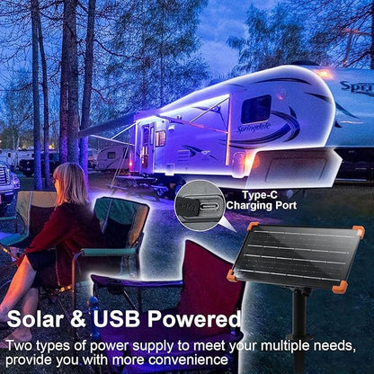 DBFAIRY 50Ft Solar LED Strip Lights Outdoor, Large Capacity Solar Powered Flexible Tape Lights with Remote Dimmable 8 Lighting Modes for Patio Pool Camping Decor, 6000K Cool White