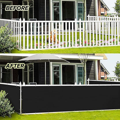 LOVE STORY Balcony Privacy Screen, 3'x7' Deck Shield Screen Fence Cover,UV Protection and Weather-Resistant,3 FT Height for Deck, Patio, Backyard, Outdoor Pool, Porch, Railing, Black