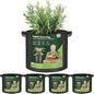 T4U 5 Gallon Grow Bags, Upgrade Grow Bags with Handles, Heavy Duty Thickened Nonwoven Fabric Pots, 5 Gallon Pots for Plants, Strawberry, Cherry Tomatoes (5 Pack)