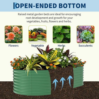 Garvee Galvanized Raised Garden Bed Outdoor, 8x4x2 ft Metal Planter Box for Flowers Vegetables, Rust-Resistant Raised Garden Beds for Gardening, Easy Assembly Outdoor Garden Box & Planters, Green
