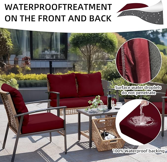 Cushion Covers, 12-Pack Stretch Fit Outdoor Cushion Covers in Claret