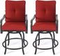 Kozyard Isabella Outdoor Swivel Bar Chairs, Counter Height Patio Bar Stools Set of 2 with Cushioned Seats, All-Weather Metal Bistro Chairs for Backyard Dining (Burgundy, with Cushion)