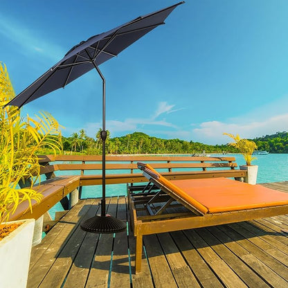 Abba Patio 9FT Lyon Outdoor Patio Umbrella Outdoor Table Umbrella with Push Button Tilt and Crank Market Umbrella 8 Sturdy Ribs UV Protection Waterproof for Garden Deck Backyard Pool, Navy Blue