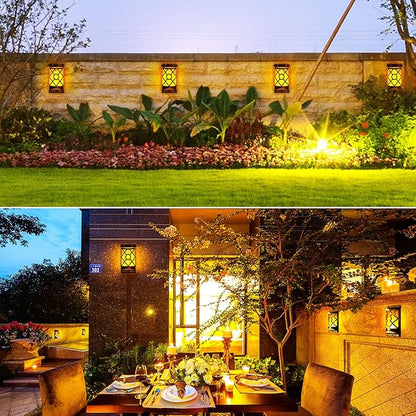 Wall Lights, Black Solar Flame Lantern with Dancing LED Flames