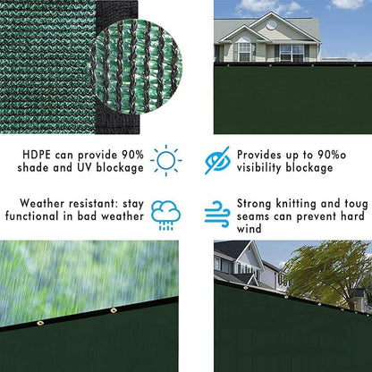 UPGRADE Privacy Fence Screen 3'x36' Dark Green Outdoor 90% Visibility Blockage 170 GSM Mesh Shade Cover Panels for Backyard,Balcony,Home Decoration with Zip Ties,Customized Avaliable
