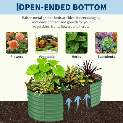 Garvee 2 Pack Galvanized Raised Garden Beds - 6x3x2ft Planter Box for Vegetables, Flowers, Rust-Resistant Garden Box, Easy Assembly Raised Beds, Durable Planters for Outdoor Plants, Green