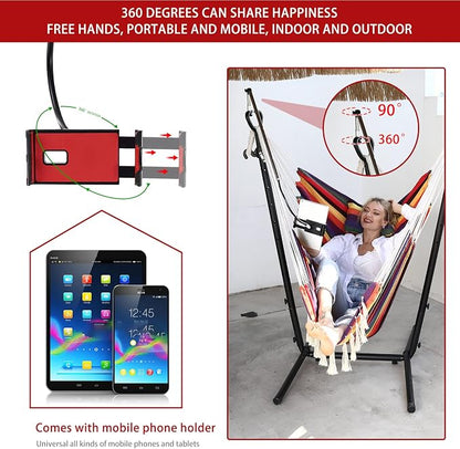 Hammock Chair with Stand, Steel and Cotton, Iridescent