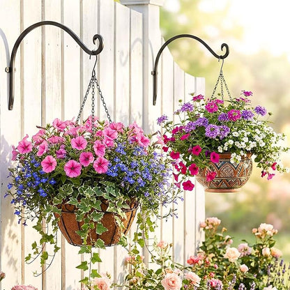 Qiang Ni Outdoor Bird Feeder Hanger Hooks: 12-Inch 50Lbs Wall Hanging Plant Bracket Indoor - 2 Pieces Plant Hooks for Hanging Flower Baskets
