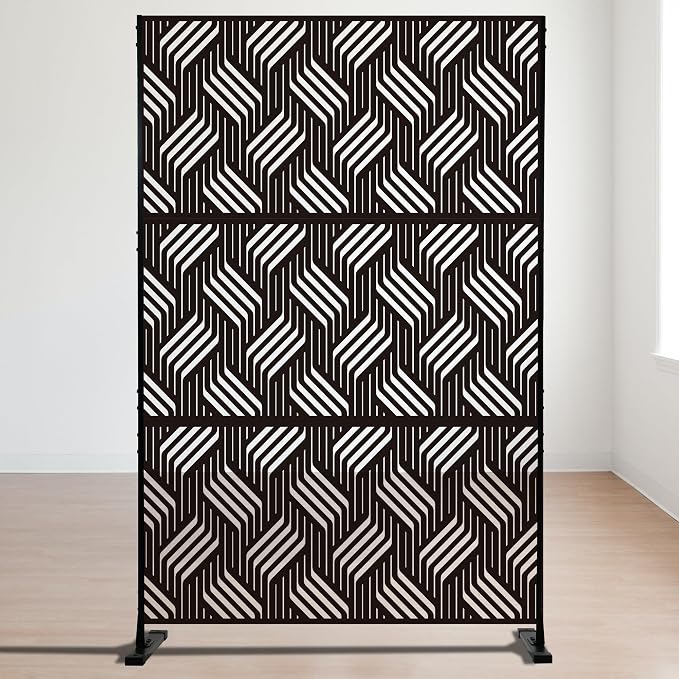 Decorative Fence Privacy Screen, Black Iron Weave Metal, 74 Inch Tall