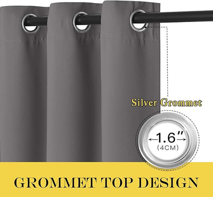 NICETOWN Blackout Curtain Drape for Bedroom - Grommet Noise Reducing Thermal Insulated Solid Room Darkening Window Treatment for Doorway/Kids Room (1 Panel, 66 x 66 Inch, Gray)