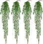 Waipfaru 4Pcs Artificial Hanging Plants, Fake Vines Fake Hanging Plants for Outdoors UV Resistant Ivy Artificial Plants Outdoor Faux Plants Indoor Bedroom Living Room Boho Wall Porch Shelf Decor