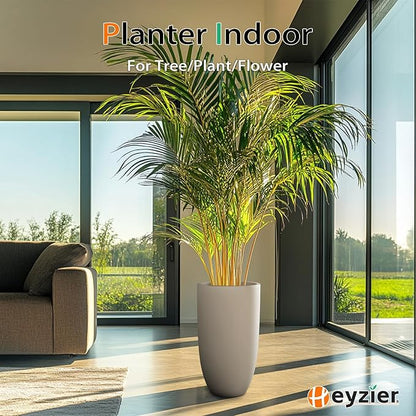 Tall Planters for Outdoor Plants, Large Concrete Flower Pots for Garden Front Porch, Patio, Indoor (Gray)