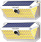 TECKNET 461 LED Solar Powered Outdoor Lights, 270° Angle & 3 Lighting Modes Motion Sensor Light Outdoor, Security Solar Lights Waterproof - 2 Pack, White Color & Warm Light