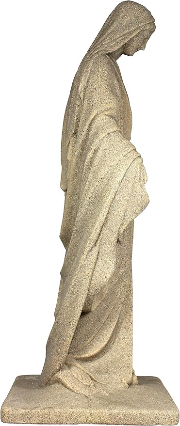 Emsco Group Virgin Mary Statue - Natural Sandstone Appearance - Made of Resin - Lightweight - 34" Height