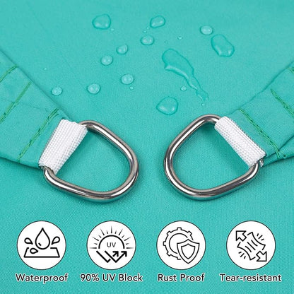 Artpuch Waterproof Sun Shade Sail, 10'x13' Turquoise Rectangular, UV Resistant Rain Canopy, Curved Edges Shade Cloth for Outdoor Patio, Deck, Yard