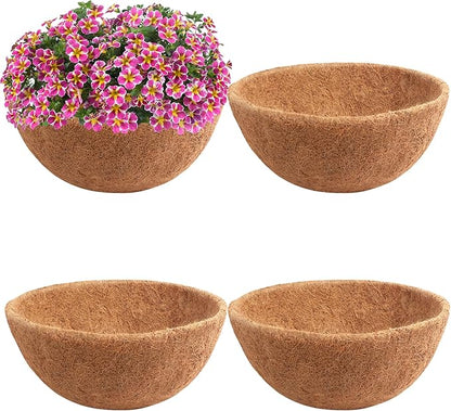 Y&M 4pcs 18“ Round Coconut Fiber Liner, 18'' Coco Liner Pre-Formed Replacement for Wall Hanging Planter Basket