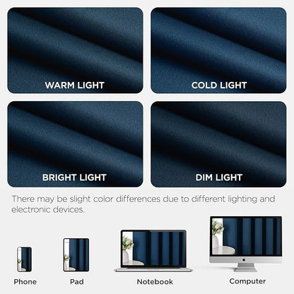 Joydeco Blackout Patio Sliding Door Curtains 96 Inches Long, Grommet Privacy Room Divider Curtains, Extra Wide Thermal Blackout Drapes for Bedroom Living Room (Navy Blue, 60Wx96L, 1 Panel)