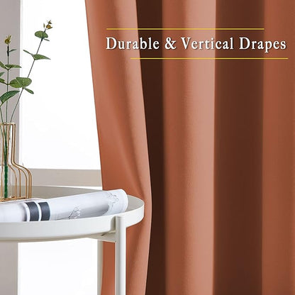 NICETOWN Blackout Curtain for French Door - Indoor Slider Curtain for Patio Door, Extra Wide Drape for Living Room/Bedroom (Burnt Orange, W100 x L84, 1 PC)