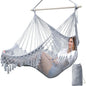 Chihee Hammock Chair Super Large Soft-Spun Cotton Rope Weaving Hanging Chair, Collapsible Strong Metal Spreader Bar Wide Seat Lace Stretch Swing Chairs Indoor Outdoor Garden Yard Theme Decoration