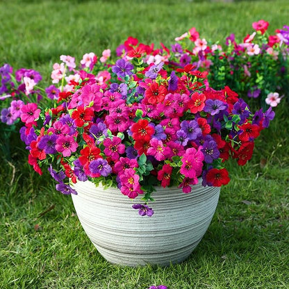 Alupssuc 48 Bundles Artificial Flowers for Outdoors Decoration, UV Resistant Silk Faux Daisy Flora Spring Fake Plastic Plants Greenery for Outside Indoor Yard Home Porch Window Box Decor, Mix 3 Colors