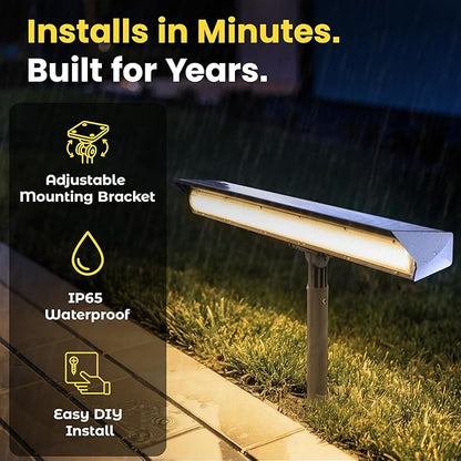Brighticonic Solar Sign Lights Outdoor – LED Solar Sign Light for House Numbers & Real Estate Signs – 13" Warm White Floodlight, IP65 Waterproof, Dusk to Dawn Solar Mailbox Light