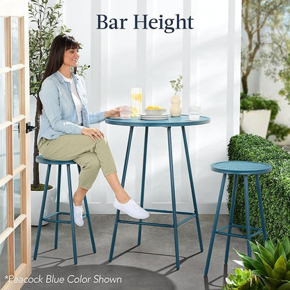 Best Choice Products 3-Piece Patio Dining Set, Bar Height, Outdoor Bistro Set, Outdoor Round Bar Table w/ 2 Bar Stools, Steel - Red