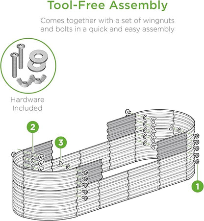 Best Choice Products 8x2x2ft Metal Raised Garden Bed, Oval Outdoor Deep Root Planter Box for Vegetables, Herbs w/ 4 Support Bars, 215 Gal Capacity - Taupe