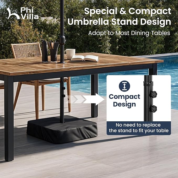 PHI VILLA 15ft Large Patio Umbrellas with Base Included, Outdoor Double-Sided Rectangle Market Umbrella with Crank Handle, for Poolside Lawn Garden, Cyan