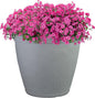 Sunnydaze 20-Inch Anjelica Large Plastic Pot for Plants - Outdoor Double-Walled Large Plastic Planter with Drillable Drainage Holes - Light Gray