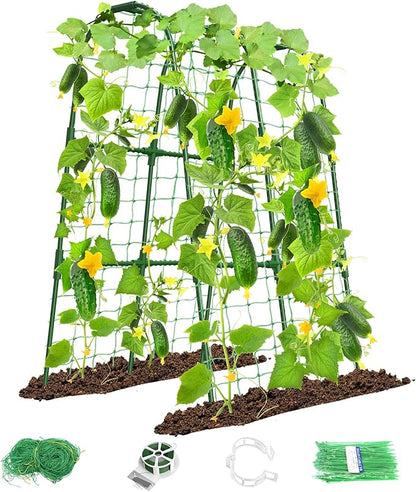 Cucumber Trellis for Raised Bed, U-Shape Garden Trellis for Climbing Plants Outdoor, Metal Arch Trellis for Vegetables, Plant Support for Tomato, Pea, Zucchini(31.5" L×30" W×47.2" H-Small)