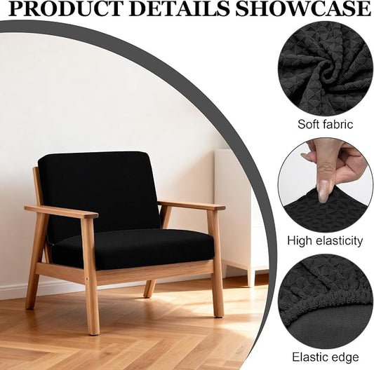 Cushion Covers 4 Pack, Stretch Slipcovers in Black Diamond Pattern