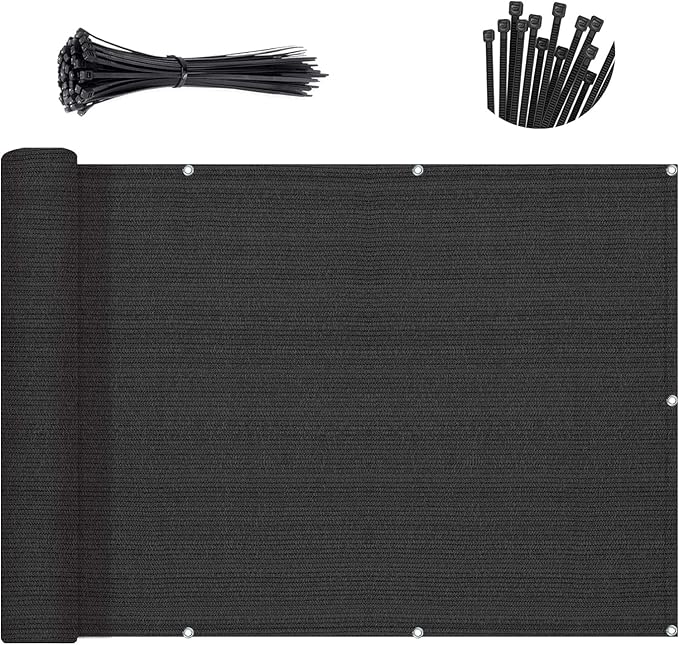 Sunny Guard Customized 2'6''x18' Black Balcony Privacy Screen, 90% Shade by SUNNYGUARD