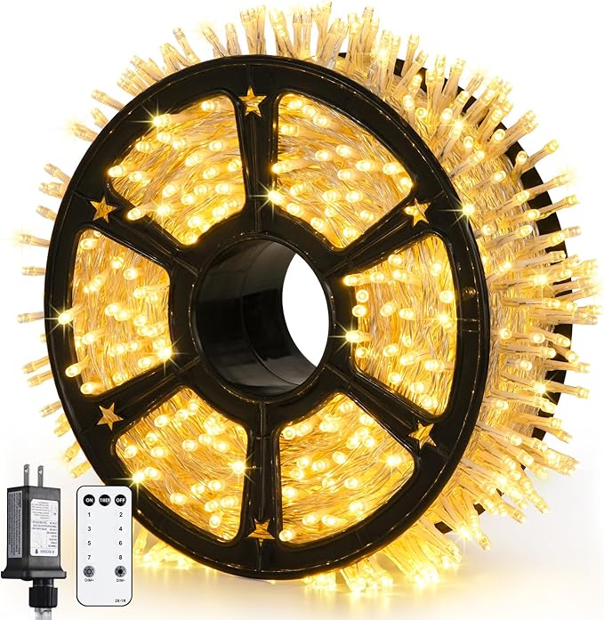 String Lights, 1200 LED, 315 ft Warm White, Remote Control