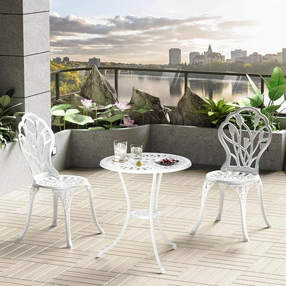 Outdoor Bistro Table and Chairs Set of 2, 3 Piece Patio Bistro Set w/Umbrella - Image 6