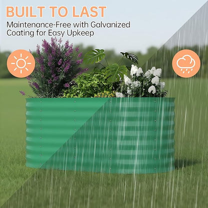 Garvee 4x2x2 ft Galvanized Raised Garden Bed Outdoor, 24 in Tall Metal Planter Box for Flowers Vegetables, Rust-Resistant Raised Garden Beds for Gardening, Easy Assembly Outdoor Garden Box & Planters