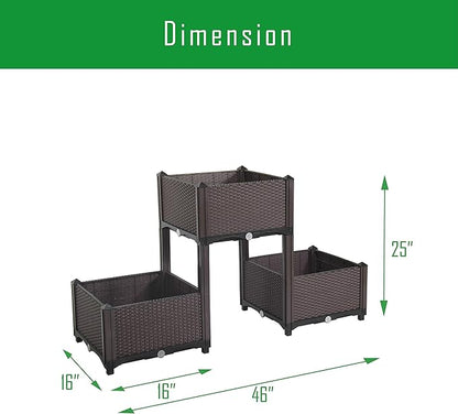 D'vine Dev Planter Raised Beds - Elevated Planter Garden Box with Drainage Plug Raised Garden Beds for Vegetable/Flower/Herb Outdoor Standing Planter Beds Gardening Kit, RGB-3